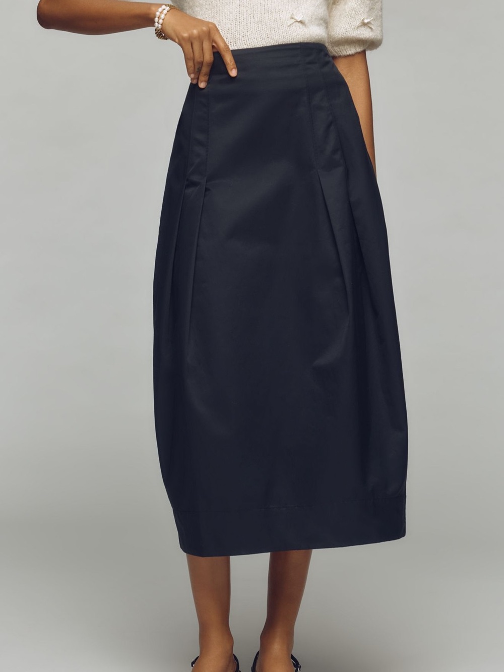 Maeve Black Midi Skirt with Statement Bow - Picture 2 of 2